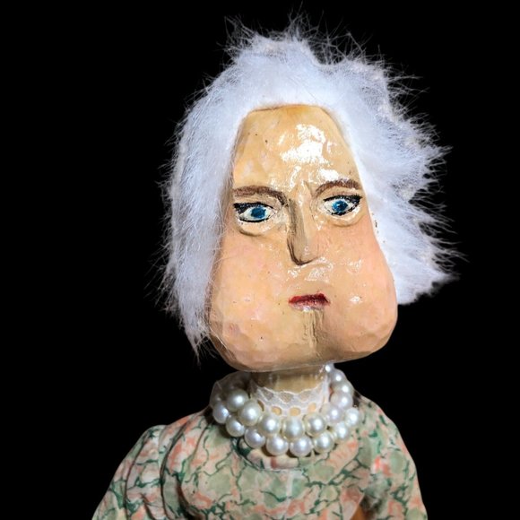 Vintage Artisan Doll Handcarved Wooden Grandma Old Lady Handmade Soft Body Rare - Picture 2 of 16